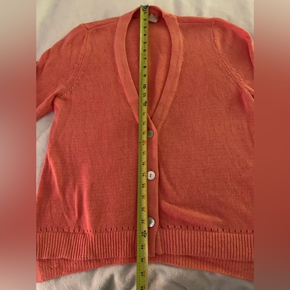 Chicos Linen/Cotton Button-Up Cardigan Sweater size L in Sienna Rose - Picture 11 of 16